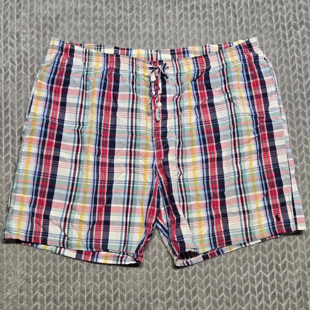 Polo Ralph Lauren Mens XL 40-42 Madras Plaid Cotton Sleep Pajama Shorts